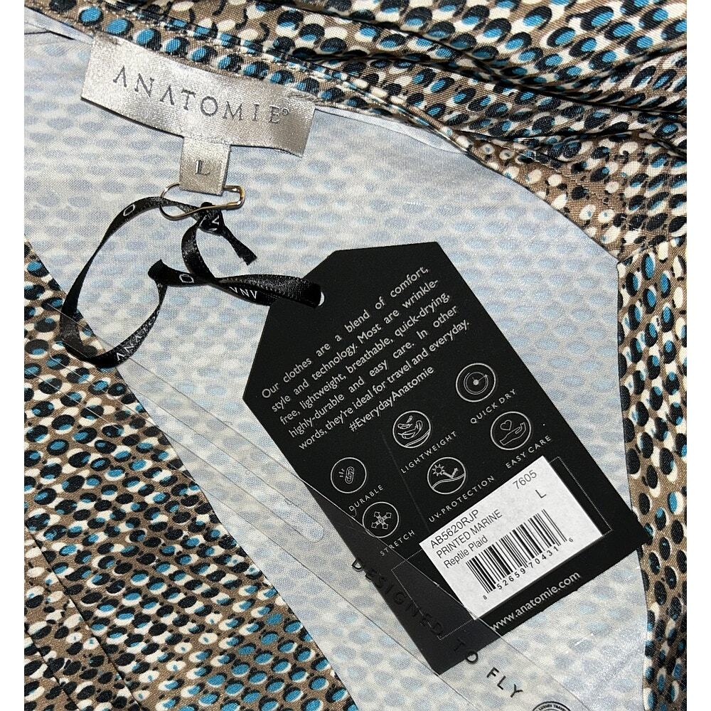 NWT Anatomie Faux Wrap Printed Marine Reptile Plaid Stretch Dress Large - Picture 5 of 7